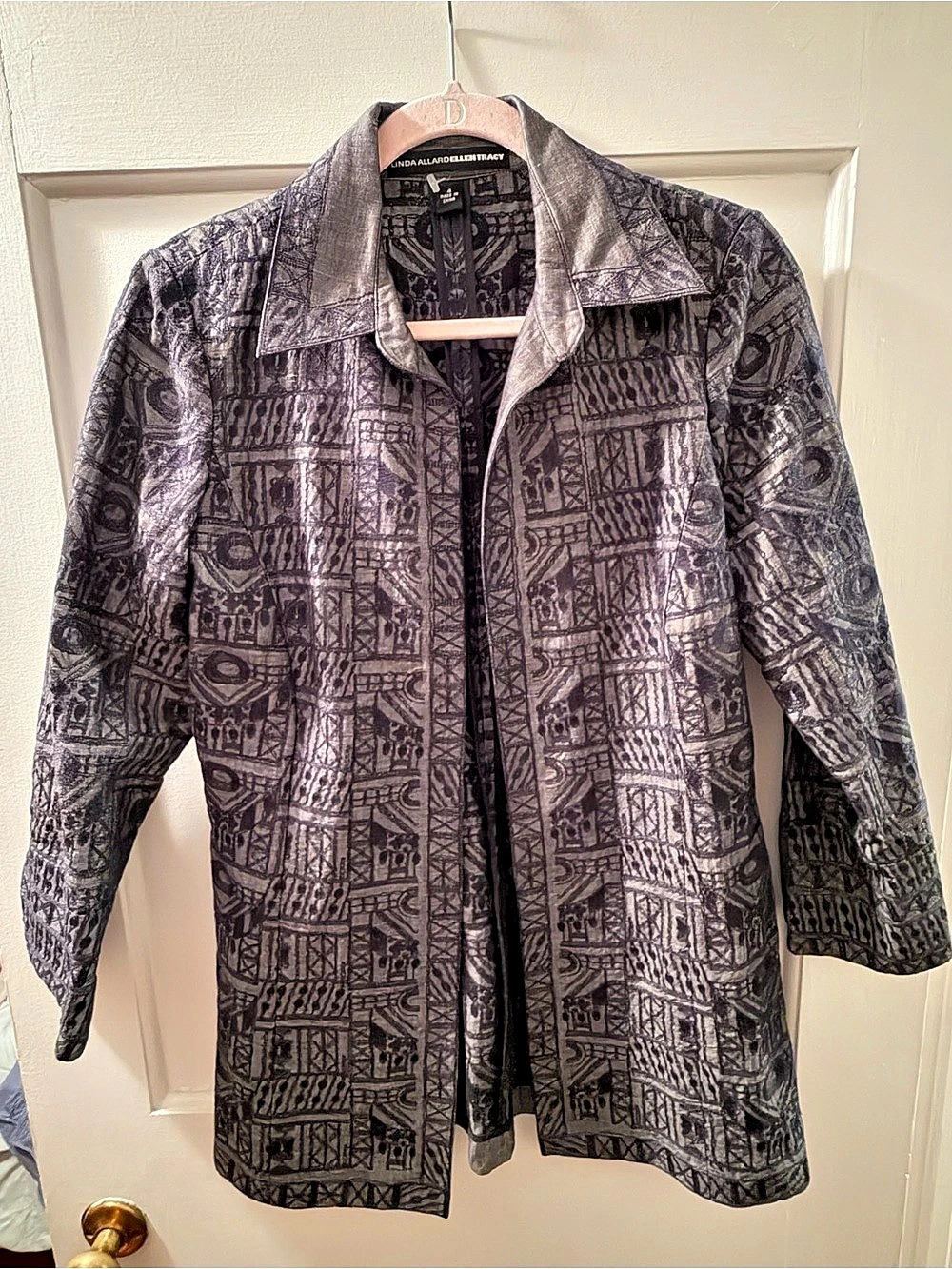 Linda Allard Ellen Tracy Geometric Jacket in Purple & Gray Size 4 Like New